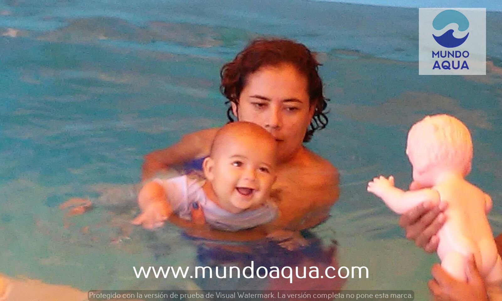Mom and baby in pool creating bond and secure attachment